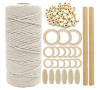 Fcnjsao Kit de corde en macramé multifonction en coton naturel pour tenture murale, suspension de plantes, corde, bricolage, décoration de la maison
