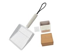 Fcnjsao Kit de pelle à déchets en acier inoxydable robuste avec porte-pelle à sable, brosse de jardinage pour intérieur et extérieur, pelle à litière en acier inoxydable avec supports de rangement