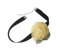 Fcnjsao Long collier ras du cou en maille avec bourgeon de fleur pour femme, élégant collier à lacets sur le cou, accessoire de bijoux tendance, Tail chain, Maille filet