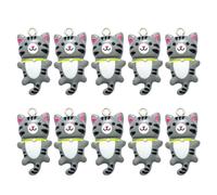 Fcnjsao Lot de 10 pendentifs décoratifs en résine - Chat en résine - Magnifique chat en résine - Modèle de bijoux pour la maison et les studios