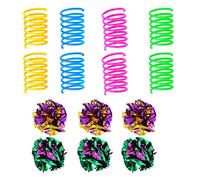 Fcnjsao Lot de 14 balles crépitantes pour chats et chats - Jouet de printemps coloré pour chat - Balles interactives dans des couleurs mélangées - Bruissement