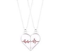 Fcnjsao Lot de 2 colliers pour femme avec pendentif en forme de cœur avec deux âmes pour couple - Aimant créatif, Métal