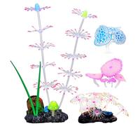 Fcnjsao Lot de 4 décorations fluorescentes corail pour la maison, les aquariums, les poissons de bureau et les aquariums commerciaux pour afficher le paysage