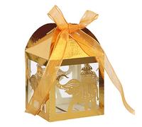 Fcnjsao Lot de 50 boîtes à bonbons éléphant avec rubans - Pour fête prénuptiale et anniversaire