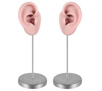 Fcnjsao Modèle d'oreille réaliste en silicone souple Les clous d'oreille pratiques montrent un mannequin d'oreille humain réaliste gauche et droit