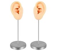 Fcnjsao Modèle d'oreille réaliste en silicone souple Les clous d'oreille pratiques montrent un mannequin d'oreille humain réaliste gauche et droit