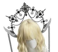 Fcnjsao Serre-tête avec auréole d'ange et déesse Marie - Diadème doré - Couronne Lolitas - Pour mariage, cosplay, Halloween - Coiffe pour Halloween
