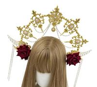 Fcnjsao Serre-tête avec auréole d'ange et déesse Marie - Diadème doré - Couronne Lolitas - Pour mariage, cosplay, Halloween - Coiffe pour Halloween