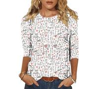 Fcnjsao T-shirt à manches courtes pour femme avec imprimé cœur pour la Saint-Valentin et les occasions - T-shirt à manches courtes pour femme - Haut décontracté pour célébrations, w, S