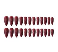 Fc'Noqgn 24 faux ongles autocollants réutilisables - Rouge nacré, 12 tailles européennes - Kit avec colle