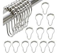 Fc'Noqgn Lot de 12 Crochets de Rideau de Douche, Anneaux de Rideau de Douche en Acier Inoxydable, Anneaux de Suspension avec système Coulissant, Crochets de Rideau de Douche à Glissement Facile
