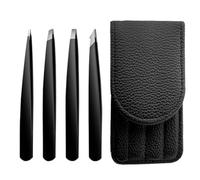 Fc'Noqgn Lot de 4 pinces à sourcils professionnels - pointe en acier inoxydable, pince à sourcils pour enlèvement des points noirs pour hommes et femmes