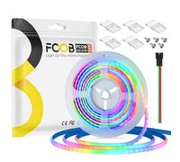 FCOB Bande lumineuse LED RVB adressable individuelle WS2812B de 4 m - 160 LED/m - 5 V - 3 broches - Haute densité COB - Couleur rêve - Flexible - 640IC - Pour décoration de maison ou de voiture (sans