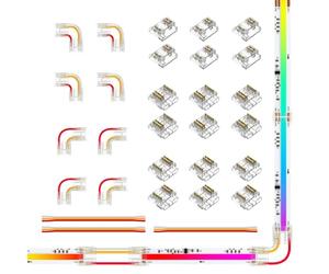 FCOB COB 3PIN 10mm Kit de Connecteurs Transparents 12pcs Connector Platine à Fil 8pcs en L 6pcs Connecteurs Platine 3pcs 15cm 22AWG câble pour FCOB SPI RGB Bande LED