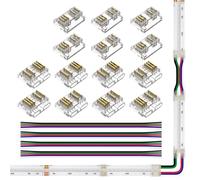 FCOB COB 5pin 12mm LED connecteur kit 14pcs Transparenz connecté 4pcs 15cm longue 24AWG câble d'extension pour soudure sans fente 5pin RGBW bande connecteur d'angle