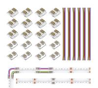 FCOB COB 6PIN 12mm Kit Connecteur LED Transparent Sans Espace 12pcs Platine à Fil Connecteur 8pcs Platine à Platine Connecteur 6pcs 15cm 24AWG Câble d'Extension 6pin RGBCCT Bande LED