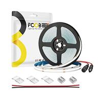 FCOB COB Bande LED Blanc Froid 6000K 480LEDs/m 5M DC12V 8mm Largeur CRI90+ Flexible Haute Densité Lumière variable luminosité uniforme pour DIY décoration(Ne contient pas Contrôle Alimentation)