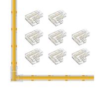 FCOB Kit de 8 connecteurs de bande LED COB 8 mm de largeur, 2 broches, transparents, sans écart, en forme de L, 8 mm PWM couleur unique + bandes LED V-V