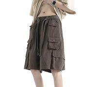 FCOOLYEET Short en jean Y2k Baggy Star Jorts pour homme Coupe ample Patchwork Jeans Shorts Y2k Streetwear, Cargo2#Gris, Taille XL