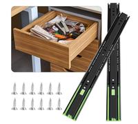 FCOUMY glissiere pour tiroir 6 paires (12pcs), 25cm Glissières de tiroir à fermeture automatique douce, extension complète avec glissières à roulement à billes, coulisse tiroir 45kg de capacité