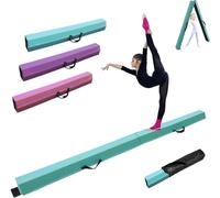 FCOUMY Poutre de gymnastique pliable en faux daim de 240 cm, équipement de gymnastique pour la maison, filles, enfants, adultes, avec poignées de transport, base antidérapante