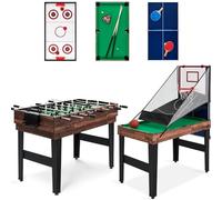 FCOUMY Table de Jeux 5 en 1, Table multijeux pour Enfants, Table de Billard, Baby Foot, Table de Tennis, air Hockey et Basket-Ball avec Tous Les Accessoires pour Les Enfants (4ft)