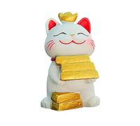 FcQ452 Chat porte-bonheur de 10,2 cm, agitant la main, décoration de bureau, Feng Shui Business Home (blanc, 2,7 x 3,3 x 5,5 cm)