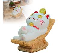 FcQ452 Chat porte-bonheur de 10,2 cm, agitant la main, décoration de bureau, Feng Shui Business Home (blanc, 3 x 6,2 x 5,2 cm)