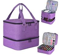 FCQQYWZ Étui de rangement pour vernis à ongles - Peut contenir plus de 42 bouteilles (15 ml) et 1 lampe à ongles, étui de transport pour vernis à ongles double couche amélioré avec poignées, Violet