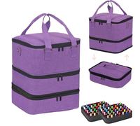 FCQQYWZ Grand étui de rangement pour vernis à ongles pouvant contenir plus de 84 bouteilles de vernis à ongles et lampe à ongles, 3 niveaux de rangement pour la technologie des ongles avec séparateur