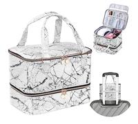 FCQQYWZ Organiseur de vernis à ongles pouvant contenir plus de 40 bouteilles de vernis à ongles et lampe à ongles, étui de rangement double couche pour vernis à ongles avec poignée robuste (blanc)