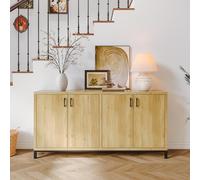 FCSQIU Buffet en bois scandinave avec espace de rangement, commode à 4 portes, longue armoire de couloir, pour couloir, chambre à coucher, salon, armoire de rangement, 160 cm