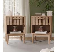 FCSQIU Lot de 2 tables de chevet avec tiroir - Table de chevet moderne - Petite table de chevet avec pieds larges - Table de chevet bohème - Commode à tiroirs