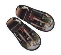 FCTVASDM Pantoufles en mousse à mémoire de forme pour homme et femme - Pour intérieur et extérieur - Guitare basse - Instruments de musique, Noir , Large