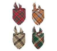 Fcuajdkq Bandanas pour Chien avec Bords à Pompons Bandanas pour Chien Élégants Écharpe pour Chien à Carreaux Bavoir Triangle pour Animaux de Compagnie Écharpe à Pompon Bandanas
