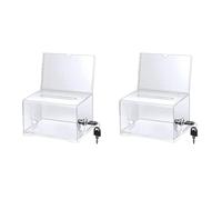 Fcuajdkq Lot de 2 boîtes de dons en acrylique avec serrure, urnes transparentes avec support pour panneau, boîte à suggestions pour collecte de fonds