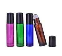 Fcuajdkq Rouleau de Verre sur Bouteilles avec Billes MéTalliques - Clé D'Huiles Essentielles Incluse Lot de 4 de 10 Ml