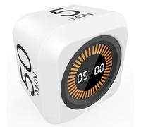 FCXJTU Cube rotatif avec minuteur visuel 5, 25, 10, 50 minutes préréglées | Préréglage 5, 25, 10 et 50 minutes + compte à rebours personnalisé, affichage LED, coque en silicone