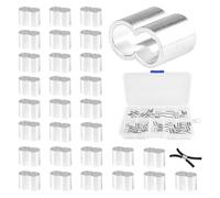 FCXQG 50Pcs Cable Acier Serre Cable INOX Serre Cable Acier avec BoîTe De Rangement AdaptéE pour Corde éLastique De 6 Mm,CâBle en Acier Inoxydable,Corde éLastique éLastique