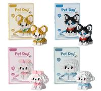 FCXVXCL Briques de Construction Chien, 4 Pièces Ensemble de Blocs de Construction Chien, Mini Blocs de Construction pour Animaux, Jouets de Construction Educatifs, Cadeau pour Adultes et Enfants