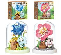 FCXVXCL Construction Fleurs Housse 2 Pièces Kit de Blocs Fleurs Décoration Capybara Tulipes, Gardenia et Plantes Accessoires Décoratifs Créatifs pour la Maison Bouquet Cadeau