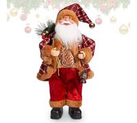 FCXVXCL Figurine Père Noël Debout Père Noël Traditionnelles Décorations Mini Santa Claus avec Sac Cadeau pour Fenêtre Table Affichage Fête Nouvel an de Décoration 30 CM