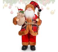 FCXVXCL Figurine Père Noël Debout Père Noël Traditionnelles Décorations Mini Santa Claus avec Sac Cadeau pour Accueil Les Ornements de Table Fête de Décoration 30 CM