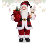 FCXVXCL Figurine Père Noël Debout Père Noël Traditionnelles Décorations Réaliste Mini Santa Claus avec Sac Cadeau Cadeaux pour Enfants ou Décoration De Fête 30 CM