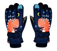 FCXVXCL Gants de Ski pour Enfants, Moufles de Ski de Dinosaure, Gants d'hiver pour Enfants Gant Thermique Mitaine de Sports de Plein air Antidérapante, pour Skis et Les Activités d'hiver, 7-14 Ans