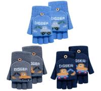 FCXVXCL Gants Hiver Pour Enfant 3 Paires Gants Magiques Pour Enfants Mitaines en Tricot 2 Usages Demi Doigts À Rabat À Colorés Tricotés et Chauds Pour 4-10 Ans Garçons1