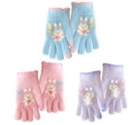 FCXVXCL Gants Hiver Pour Enfant 3 Paires Gants Magiques Pour Enfants Mitaines en Tricot Extensibles À Doigt Complet À Colorés Tricotés et Chauds Pour 4-10 Ans Fille1