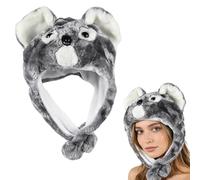 FCXVXCL Koala Chapeau d'Animal En Peluche, 2 En 1 Chapeau à Capuche, Bonnet en Peluche d'hiver Chaud, Capuchon de Protection Auditive Epais pour Enfants Adultes Costume d'Animal Cosplay