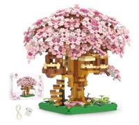 FCXVXCL Maison d'arbre Fleurs de Cerisier Blocs de Construction Ensembles Arbre en Fleurs de Cerisier Bonsaï en Plastique Assemblé Modular Architecture Modèle Cadeaux pour Enfants