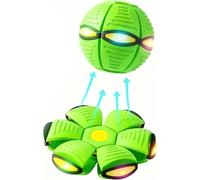 FCXVXCL Soucoupe volante magique 2 en 1 Balle rebondissante Famille et animal domestique Jeu d'interaction Double forme librement commutable avec 6 lumières pour intérieur et extérieur Vert